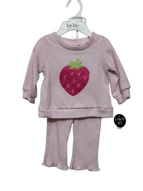 NWT Nicole Miller Baby Girls Pink Strawberry Two-Piece Set- 0-3 Months